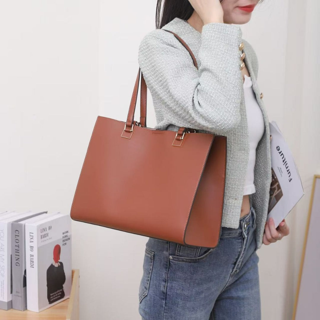 Cuir véritable - Cuir souple - Grands sacs à main bandoulière pour femmes avec deux longues anses