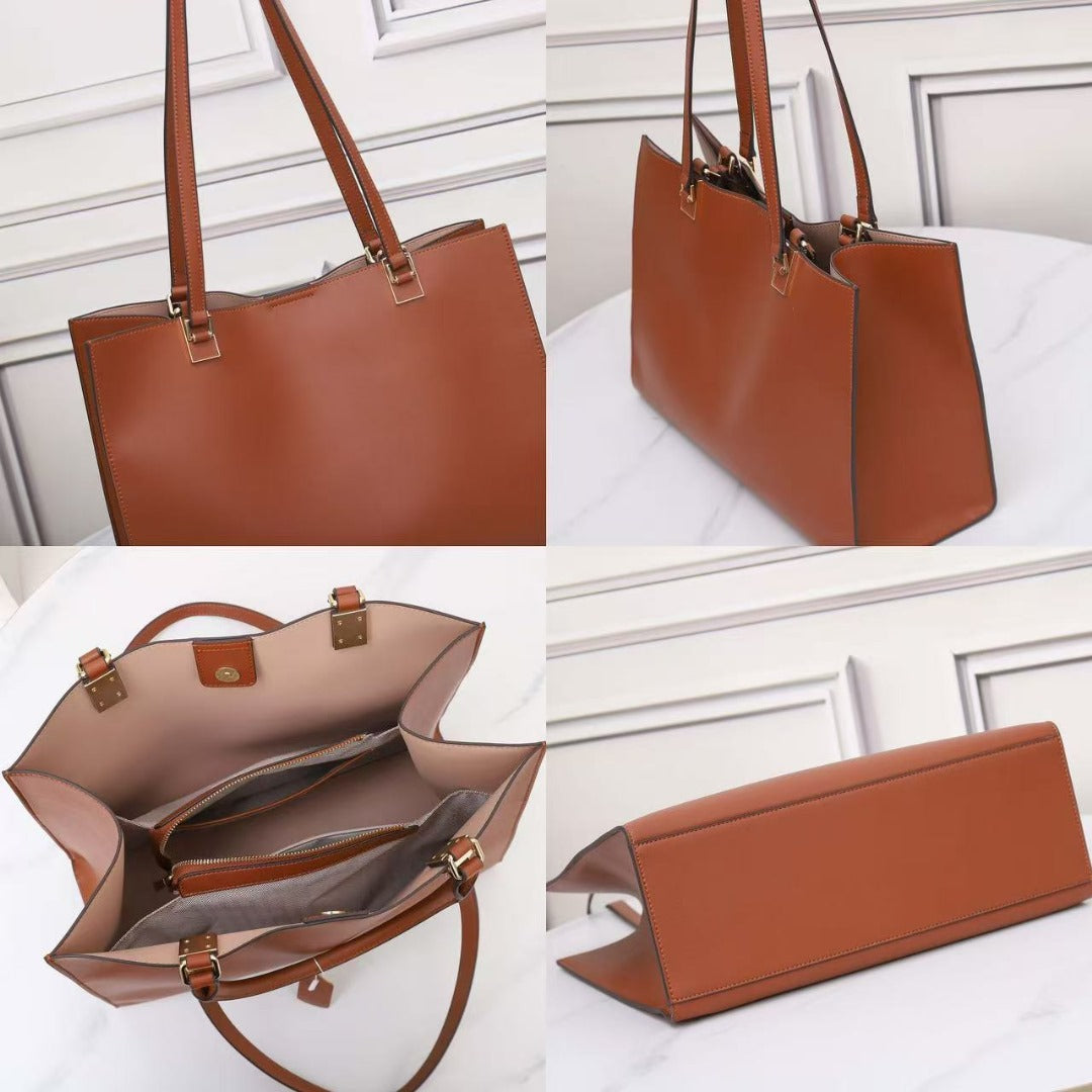 Cuir véritable - Cuir souple - Grands sacs à main bandoulière pour femmes avec deux longues anses