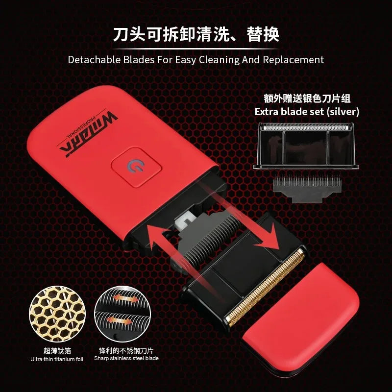 WMARK NG-7901 Ultra Thin Men's Shaver Mini Stainless Steel Titanium Plated Two Blade Mesh Razor Electric Hair trimmer Barbers