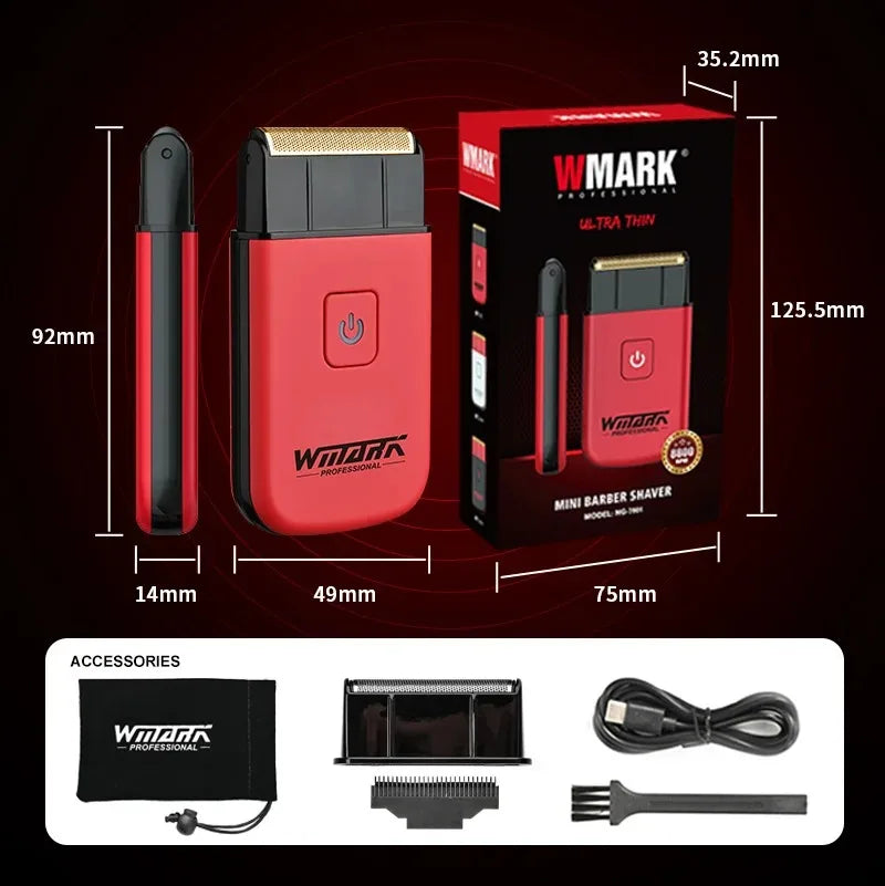 WMARK NG-7901 Ultra Thin Men's Shaver Mini Stainless Steel Titanium Plated Two Blade Mesh Razor Electric Hair trimmer Barbers